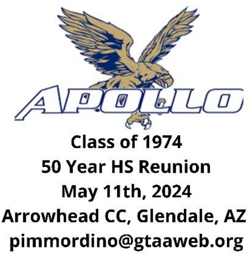 Golf Tournament Association Of America | Apollo 74 Reunion - (December 2023) Golf Tournament Association Of America Apollo 74 Reunion – (December 2023) GTAA Apollo Class Of 1974 (Logo)